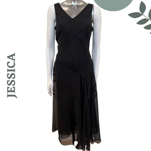 Jessica Black Beaded Cocktail Dress – Size 8 - Picture 1 of 10